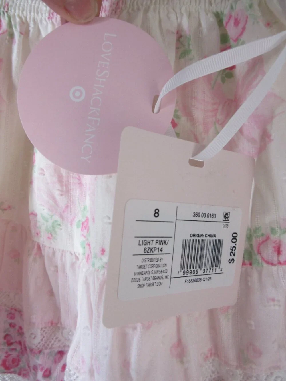 LoveShackFancy Girl's Mini Skirt Short Pink Floral Bows Lace Clara Size 8 NWT